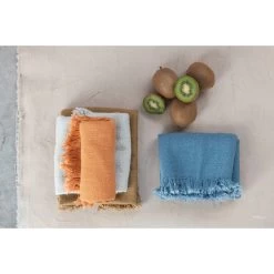 Cotton Slub Kitchen Tea Towel With Fringe, 4 Color Options -Creative Co-op Sales Store df5240a 1