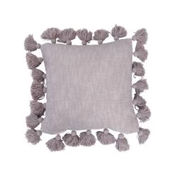 Woven Melange Cotton Pillow With Tassels, Lavender Color