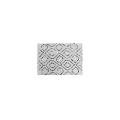 Cotton Tufted Rug With Diamond Pattern, White & Black
