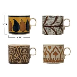Hand-Painted Stoneware Mug With Pattern, Multi Color, 4 Style Options -Creative Co-op Sales Store df6783a 4