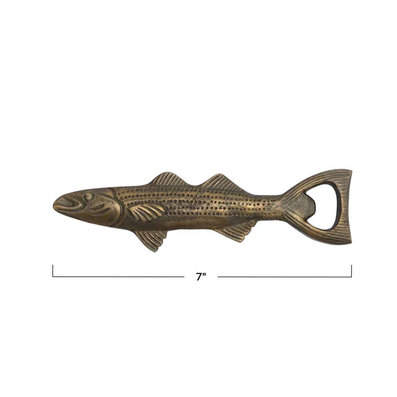 Cast Aluminum Fish Shaped Bottle Opener, Antique Gold Finish 4 Cast Aluminum Fish Shaped Bottle Opener, Antique Gold Finish - Image 4