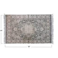 Cotton Printed Dhurrie Rug With Fringe, Multi Color (Pick Up Only) -Creative Co-op Sales Store df6905 3