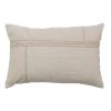 Cotton Lumbar Pillow With Rope Embroidery & Chambray Back, Natural