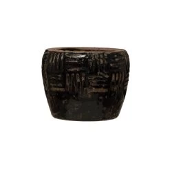 Embossed Terra-cotta Planter, Crackle Finish, Distressed Black, 2 Size Options -Creative Co-op Sales Store df7173
