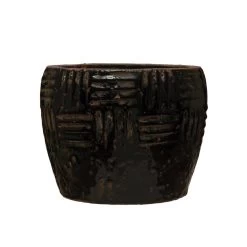 Embossed Terra-cotta Planter, Crackle Finish, Distressed Black, 2 Size Options -Creative Co-op Sales Store df7174