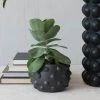 Terra-cotta Planter With Raised Dots, Matte Black