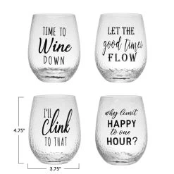 Happy Hour Saying Drinking Glass, 4 Style Options -Creative Co-op Sales Store df7359a 9