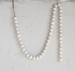 White Wood Bead “Marshmallow” Garland 72”