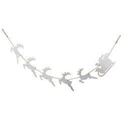 72” Metal Santa With Sleigh & Reindeer Garland