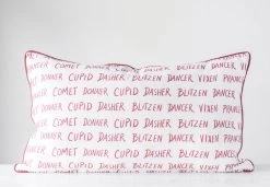 Cotton Pillow With Santa's Reindeer, Reindeer Names & Red Piping -Creative Co-op Sales Store image 75741aeb 055a 47b9 b979 da00e78fe5f3