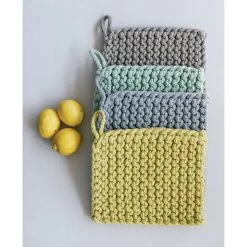 8" Square Cotton Crocheted Pot Holder, 4 Color Options