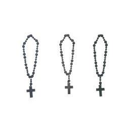 Wood Bead Rosary With Cross, 3 Color Options