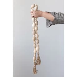 Mango Wood Bead Garland With Jute Tassels 60” L -Creative Co-op Sales Store image bddb09dd 23a3 4507 b4da 0b1898f2c99c