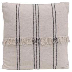 Woven Cotton Striped Pillow With Fringe