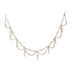 72” Paulownia Wood Bead Swag Garland, Natural