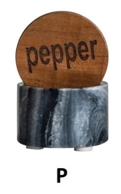 Round Marble Salt - OR - Pepper Container With Wood Lid, Each Container Sold Separately -Creative Co-op Sales Store p