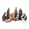 Ceramic Nativity, Multi Color, Set Of 9