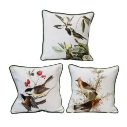 Vintage Reproduction Bird Pillow With Velvet Back