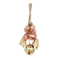 Jingle Bells And Decorative Ball Cluster Ornament, Gold And Rose Gold Finish