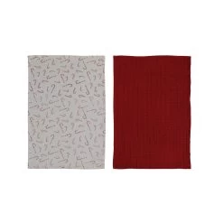 Candy Cane Printed OR Red Waffle Weave Tea Towel, 2 Style Options