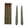 10" Unscented Tree Shaped Taper Candles, Evergreen, Boxed Set Of 2