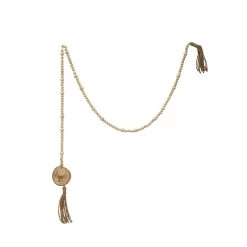 72"L Paulownia Wood Bead Garland With Deer Icon And Tassels