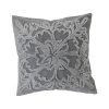 Tufted Velvet Pillow With Snowflake & Chambray Back, Grey & Natural